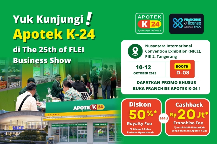 Apotek K-24 Hadir di FLEI dengan Promo Franchise Spesial